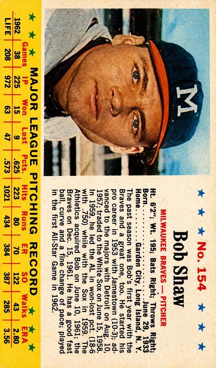 1963 Bob Shaw [1959 Twice] #154