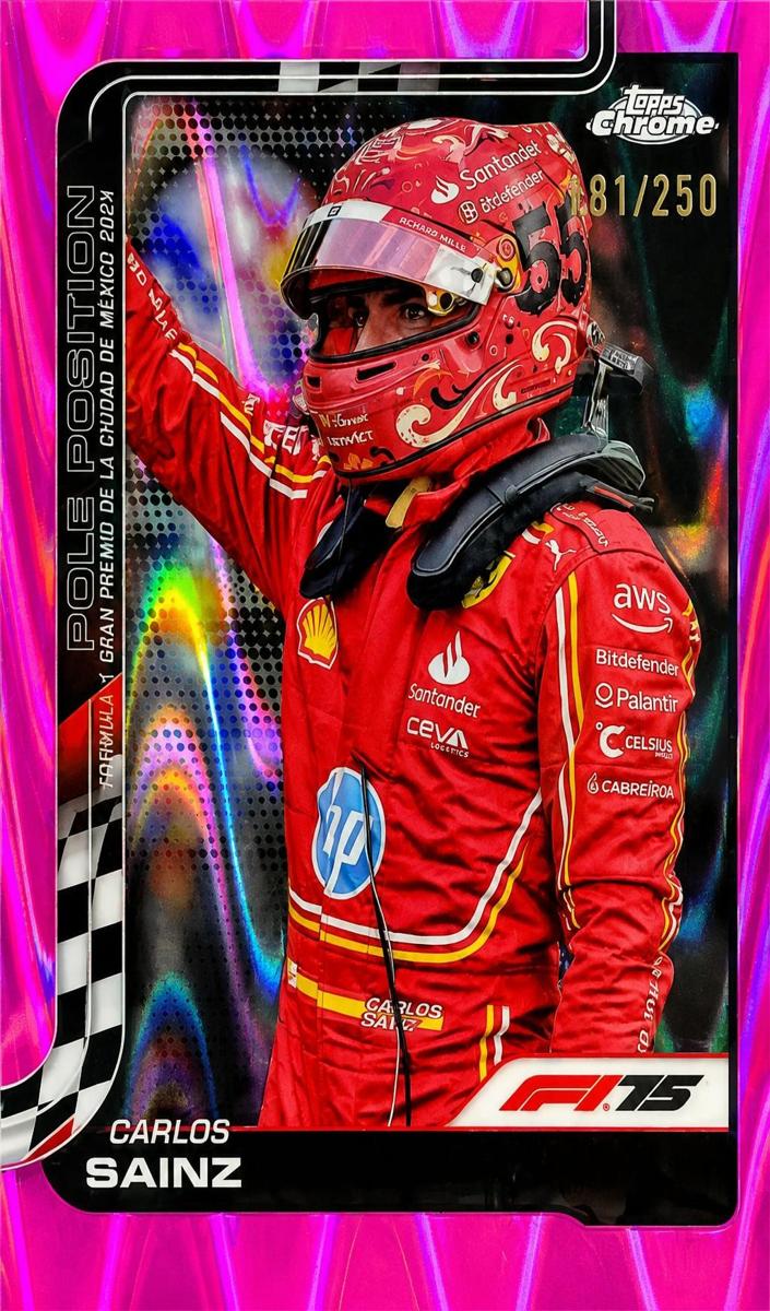2025 Topps Chrome F1 Carlos Sainz [Pink RayWave Refractor] #121 card