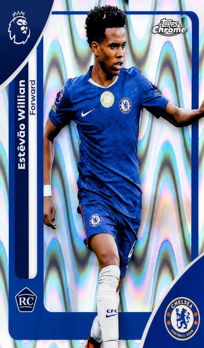 2026 Topps Chrome Premier League Estevao Willian [Raywave Refractor] #68 card