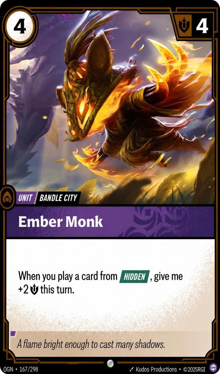 2025 Riftbound Origins Ember Monk #167 card