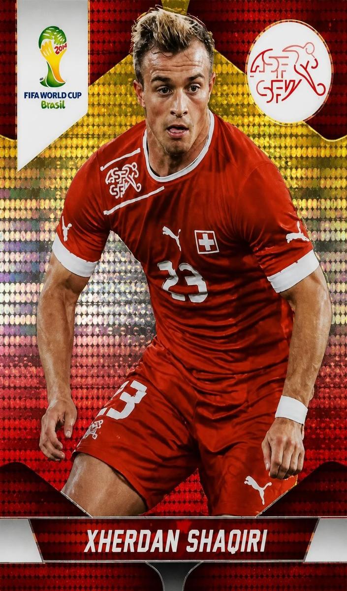 2014 Panini Prizm World Cup Xherdan Shaqiri [Yellow and Red Pulsar] #186 card