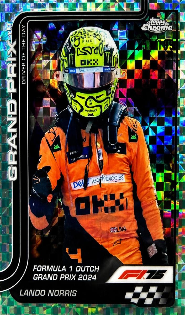 2025 Topps Chrome F1 Lando Norris [Aqua Checker Flag Refractor] #136 card