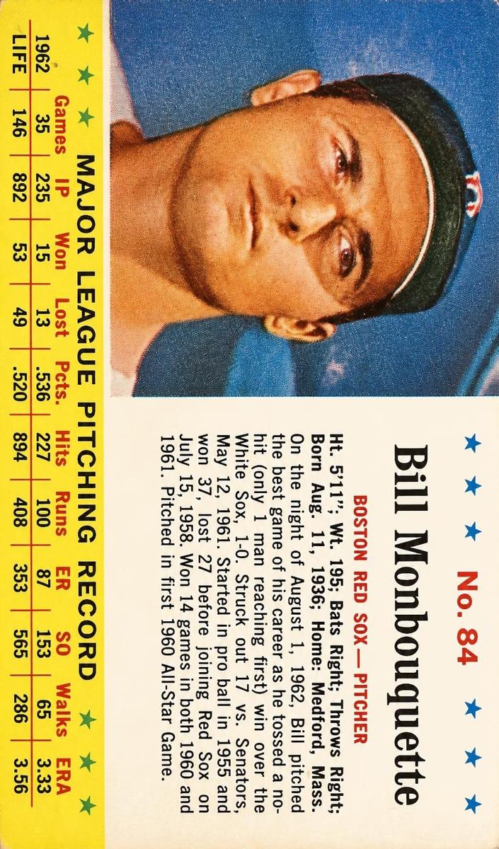 1963 Bill Monbouquette #84