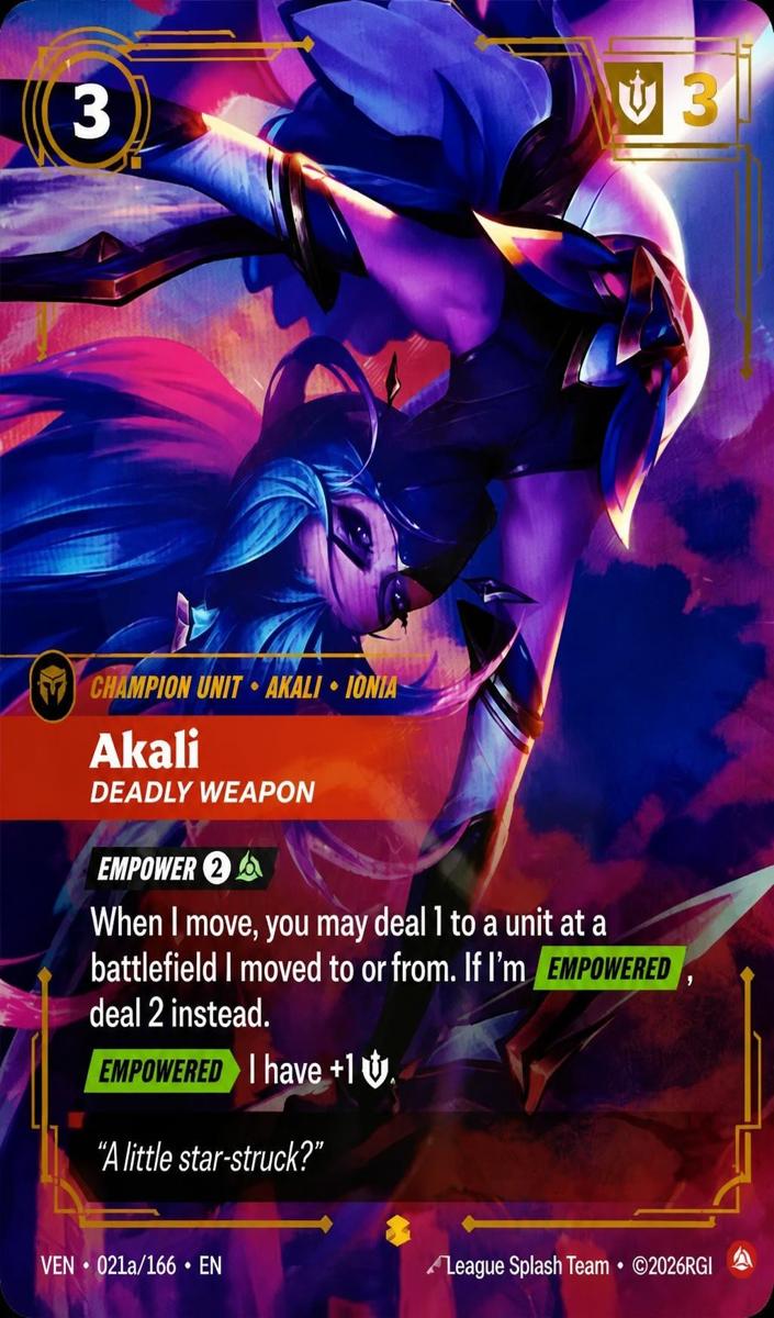 2026 Akali, Deadly Weapon [Alternate Art] #21a