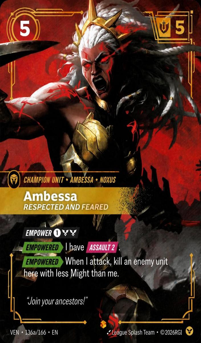 2026 Ambessa, Respected and Feared [Alternate Art] #136a