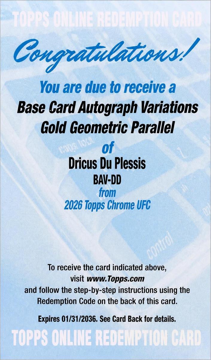 2026 Dricus Du Plessis [Gold Refractor] #BAV-DD