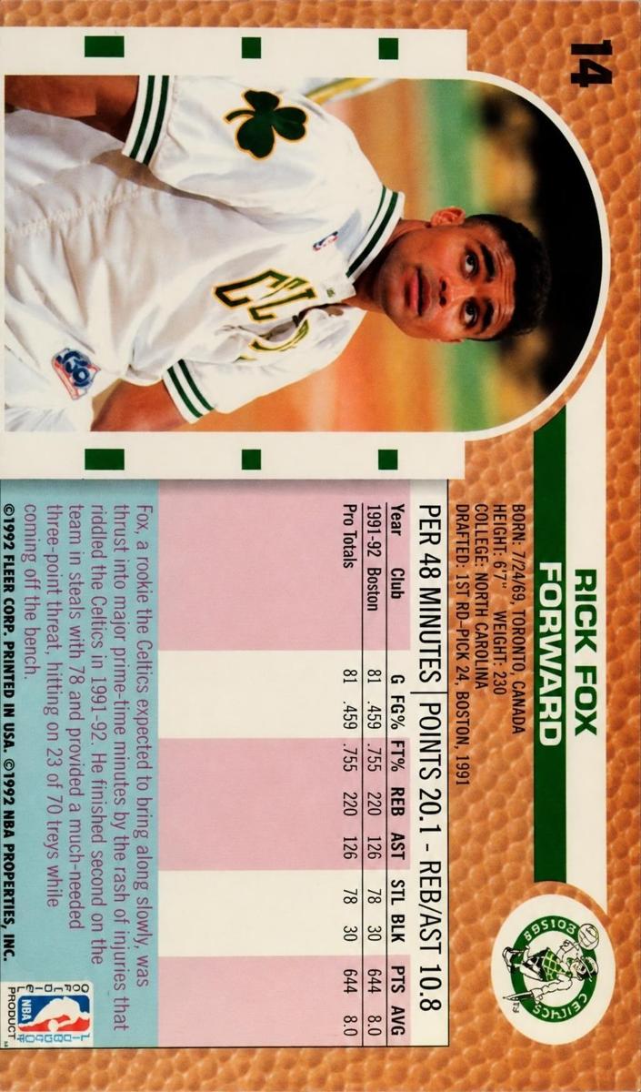 1992 Fleer Rick Fox #14 card