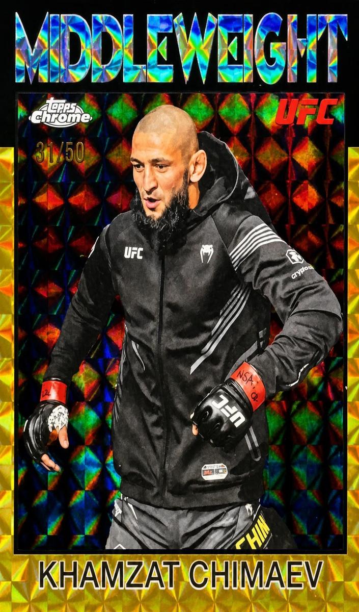 2026 Khamzat Chimaev [Gold Geometric Refractor] #86-9