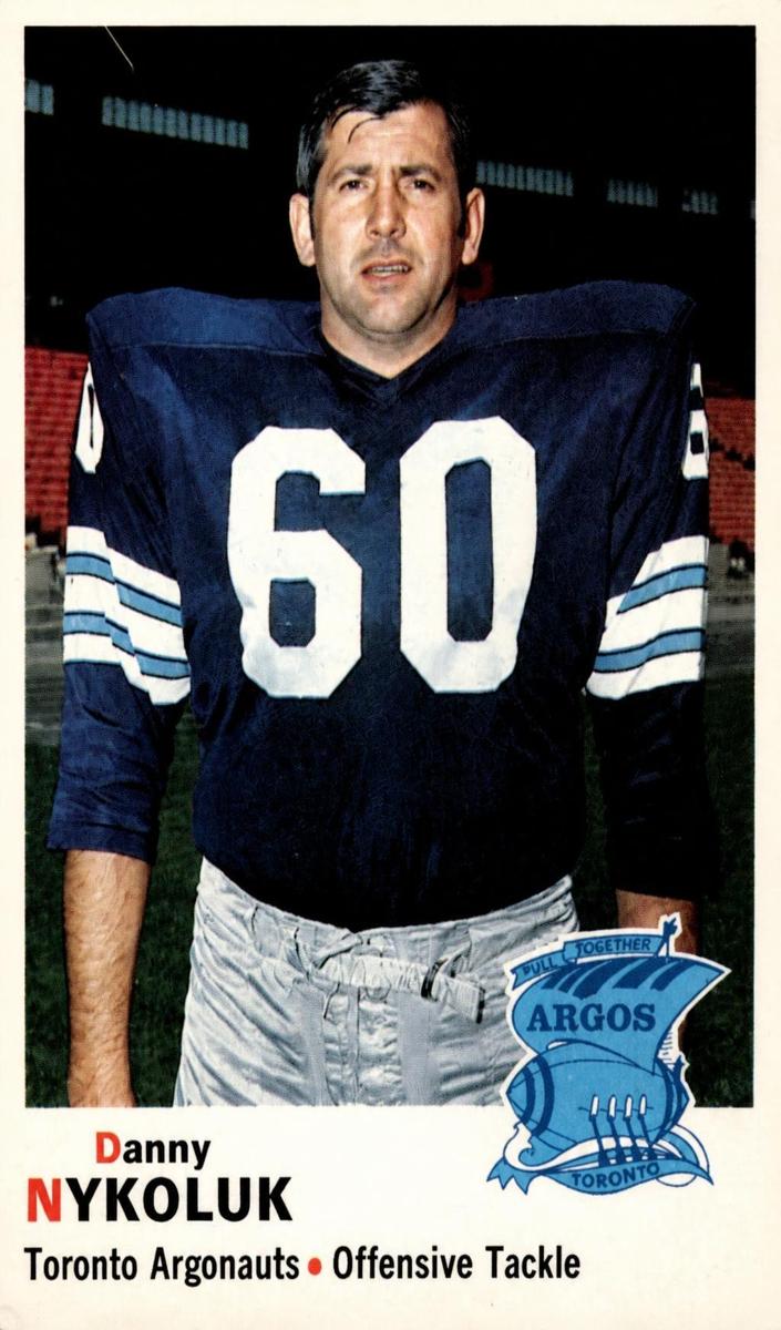1970 O-Pee-Chee CFL Danny Nykoluk #2 card