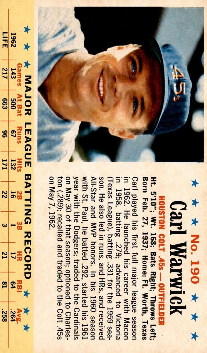1963 Carl Warwick #190