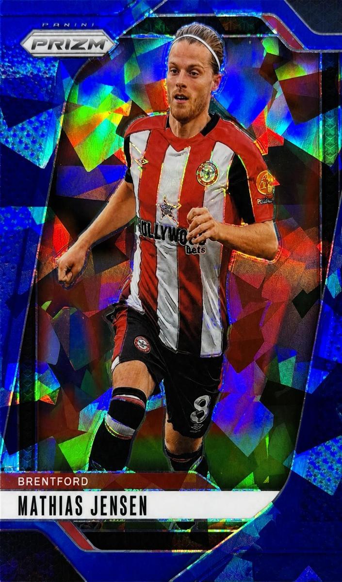 2024 Panini Prizm Premier League Mathias Jensen [Blue Ice] #249 card