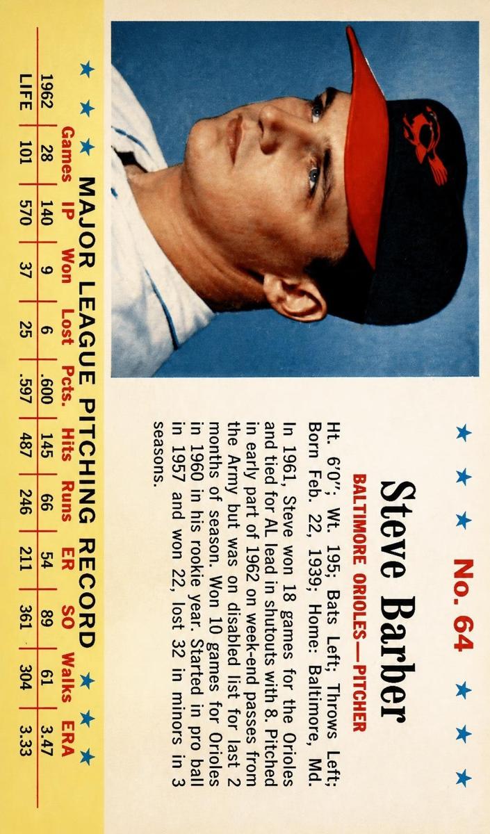 1963 Steve Barber #64