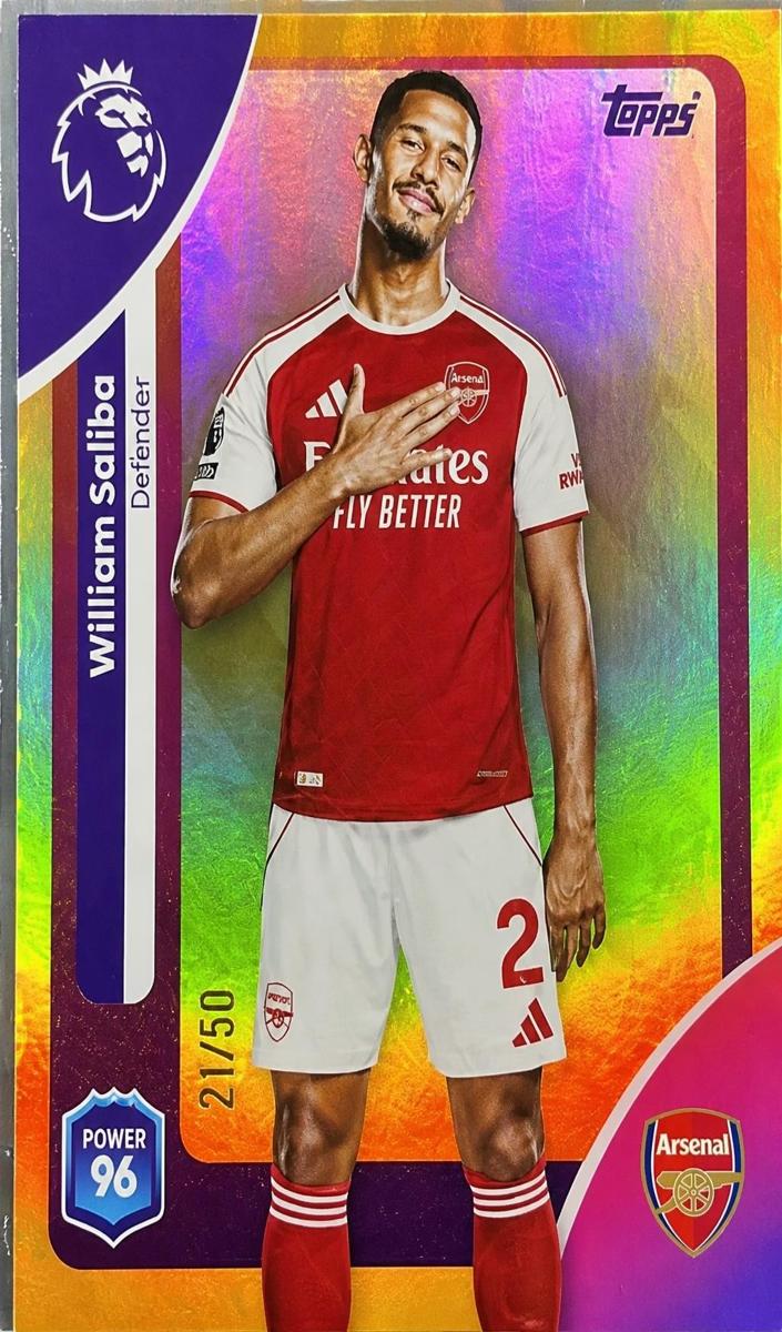 2025 Topps Premier League William Saliba [Gold Rainbow] #3 card