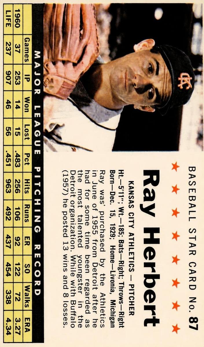 1961 Ray Herbert [Perforated] #87