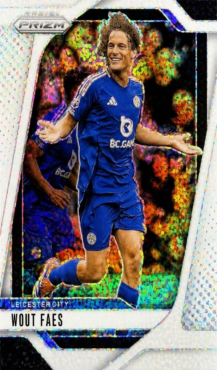 2024 Panini Prizm Premier League Wout Faes [White Sparkle] #266 card