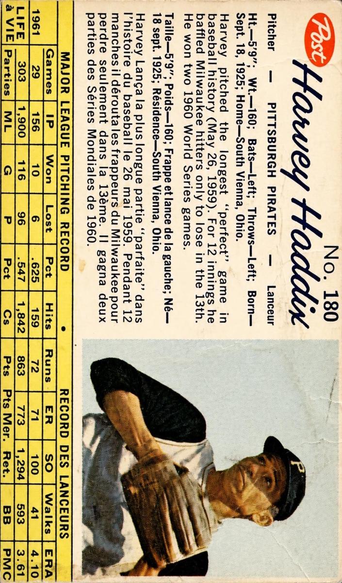 1962 Harvey Haddix #180