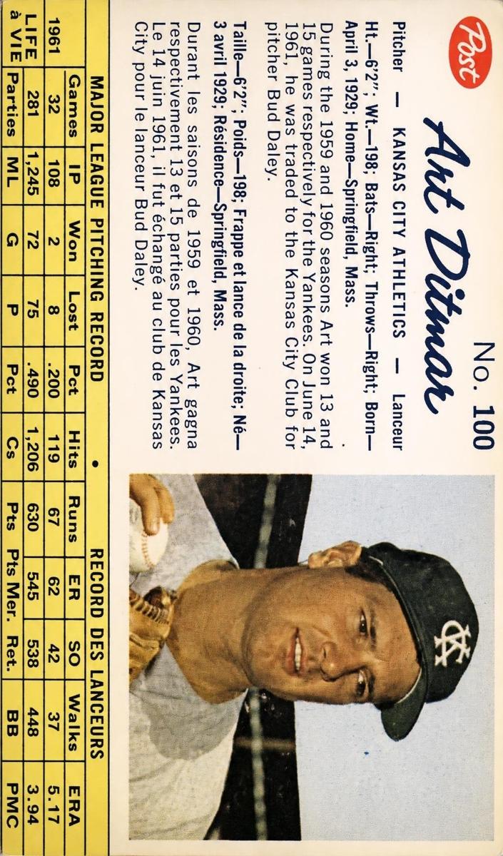 1962 Art Ditmar #100