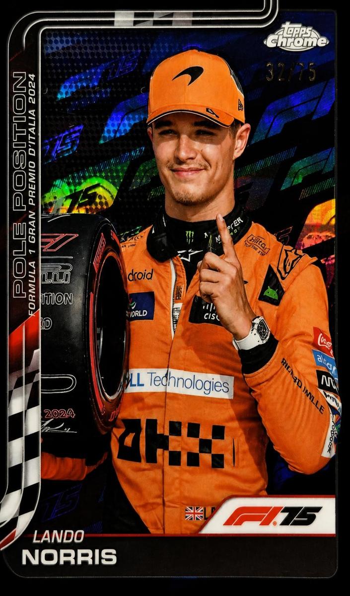 2025 Topps Chrome F1 Lando Norris [F1 75th Anniversary Refractor] #120 card