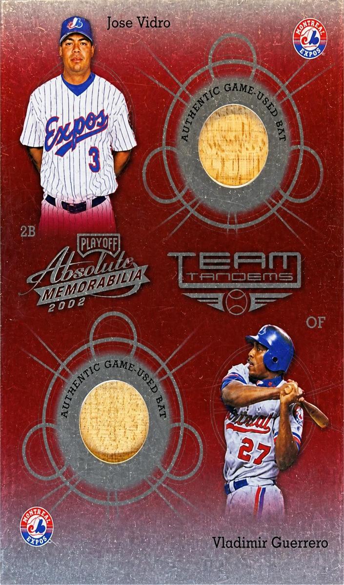 2002 Playoff Absolute Memorabilia Jose Vidro / Vladimir Guerrero #TT-17 card