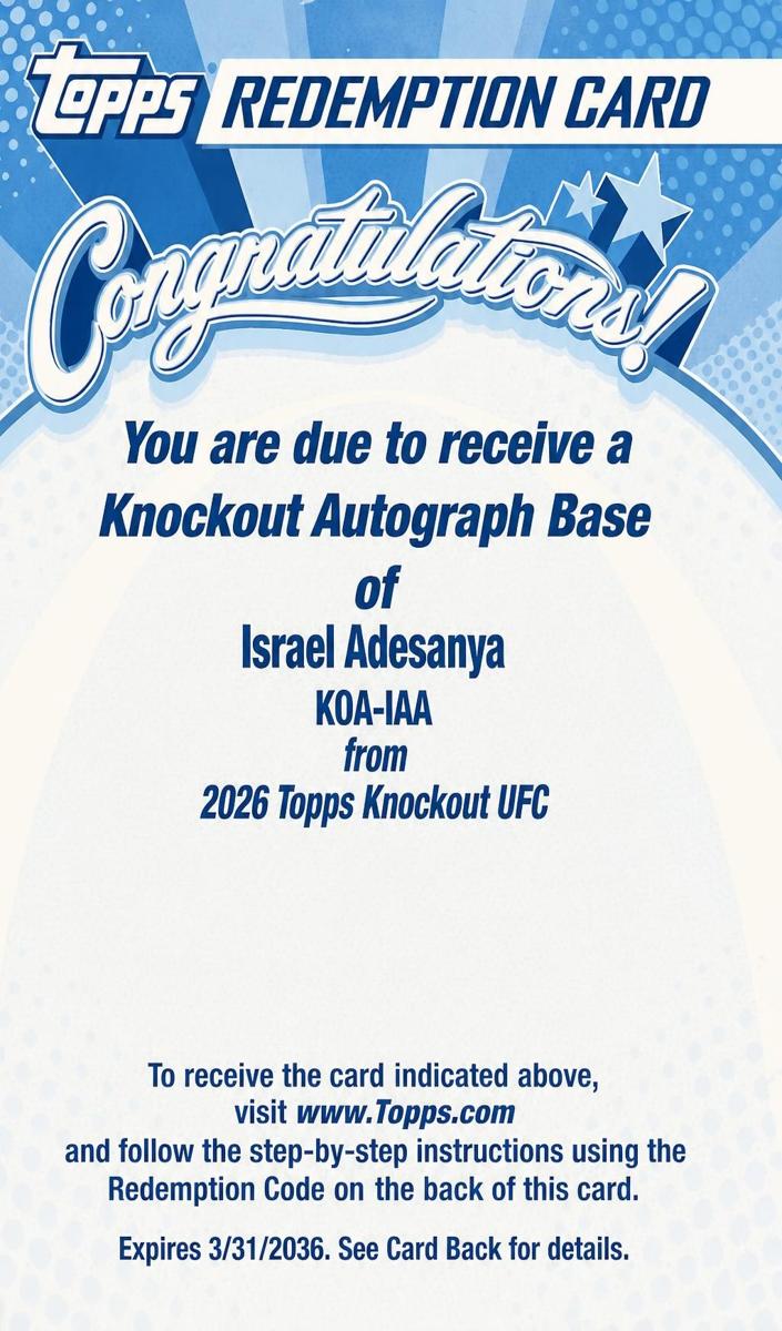 2026 Israel Adesanya #KOA-IAA