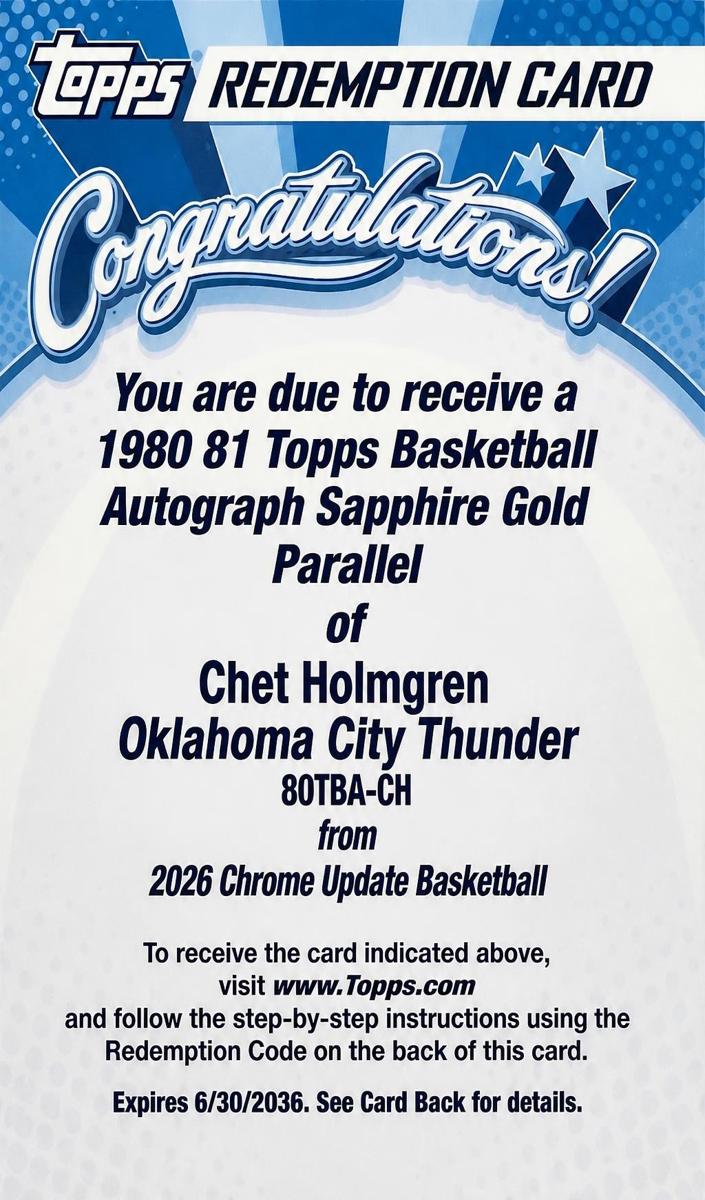 2025 Chet Holmgren [Gold] #80TBA-CH