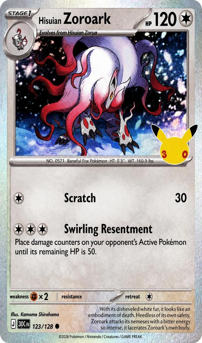 Hisuian Zoroark 2026 Pokemon 30th Celebration