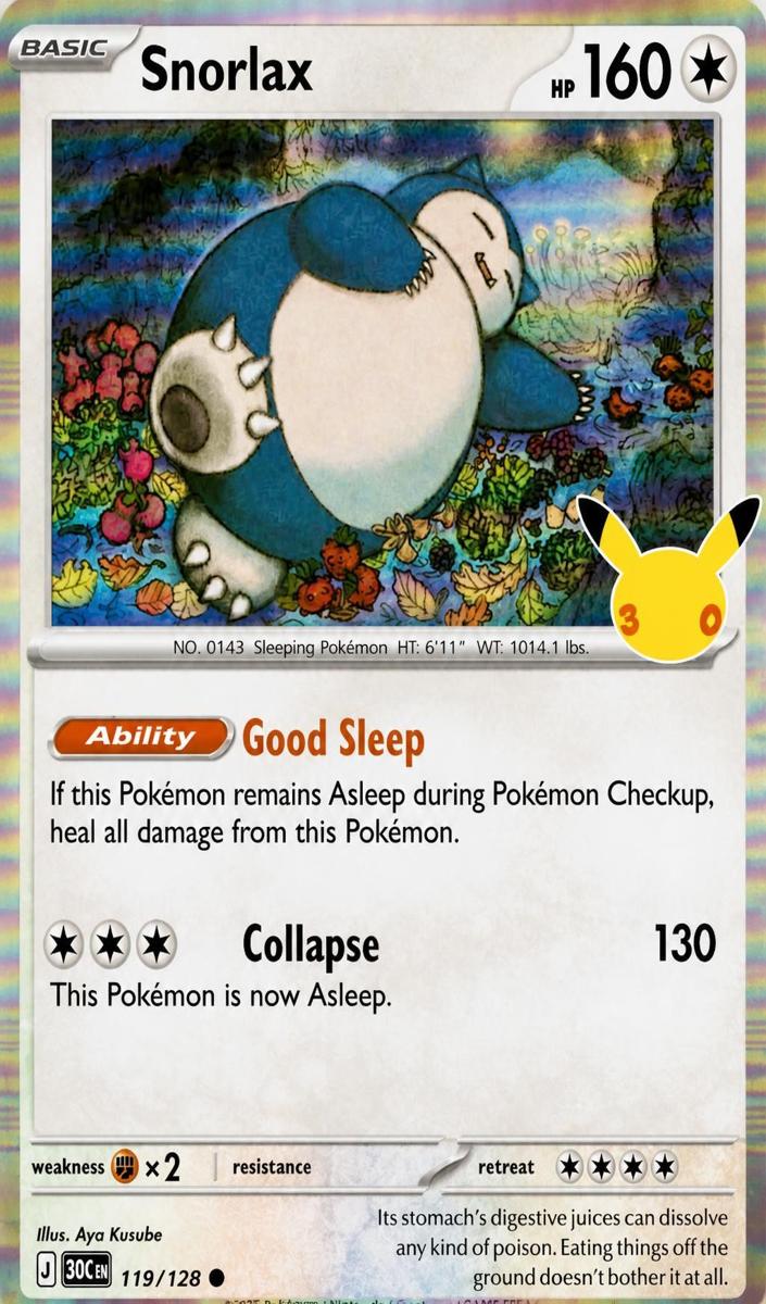 Snorlax 2026 Pokemon 30th Celebration