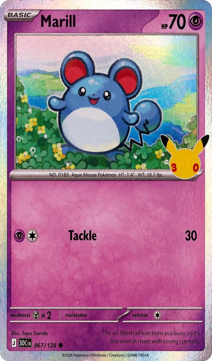 Marill 2026 Pokemon 30th Celebration