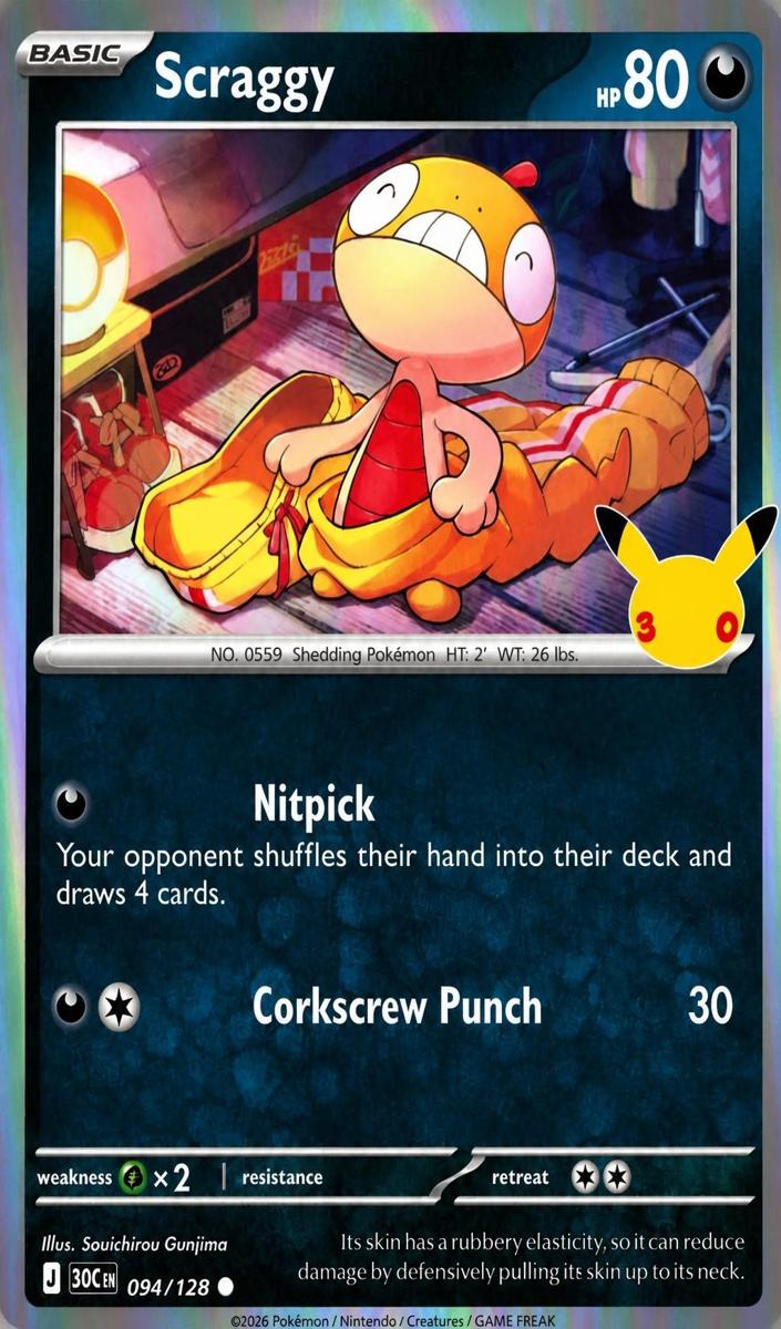 Scraggy 2026 Pokemon 30th Celebration