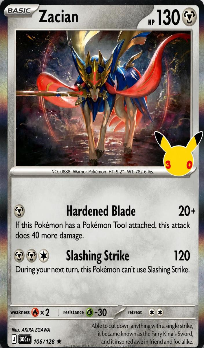 Zacian 2026 Pokemon 30th Celebration