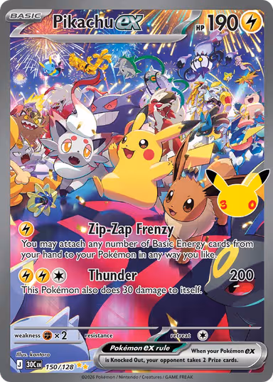 Pikachu EX 2026 Pokemon 30th Celebration