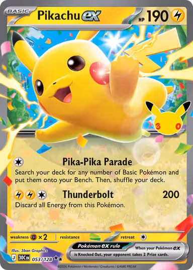 Pikachu EX 2026 Pokemon 30th Celebration