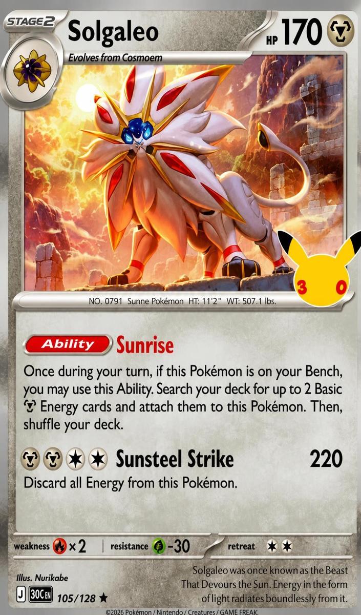 Solgaleo 2026 Pokemon 30th Celebration