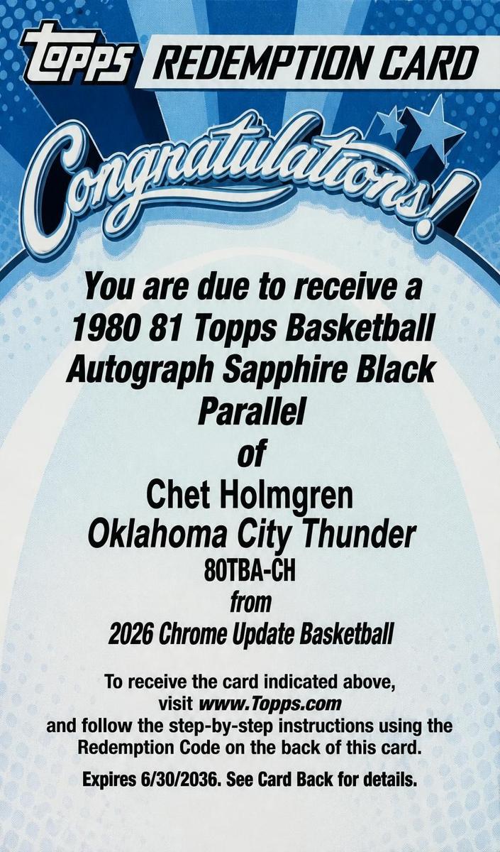 2025 Chet Holmgren [Black] #80TBA-CH