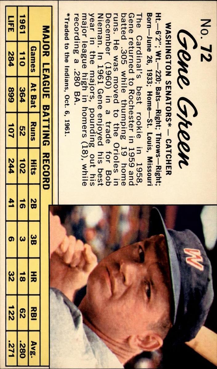 1962 Gene Green #72