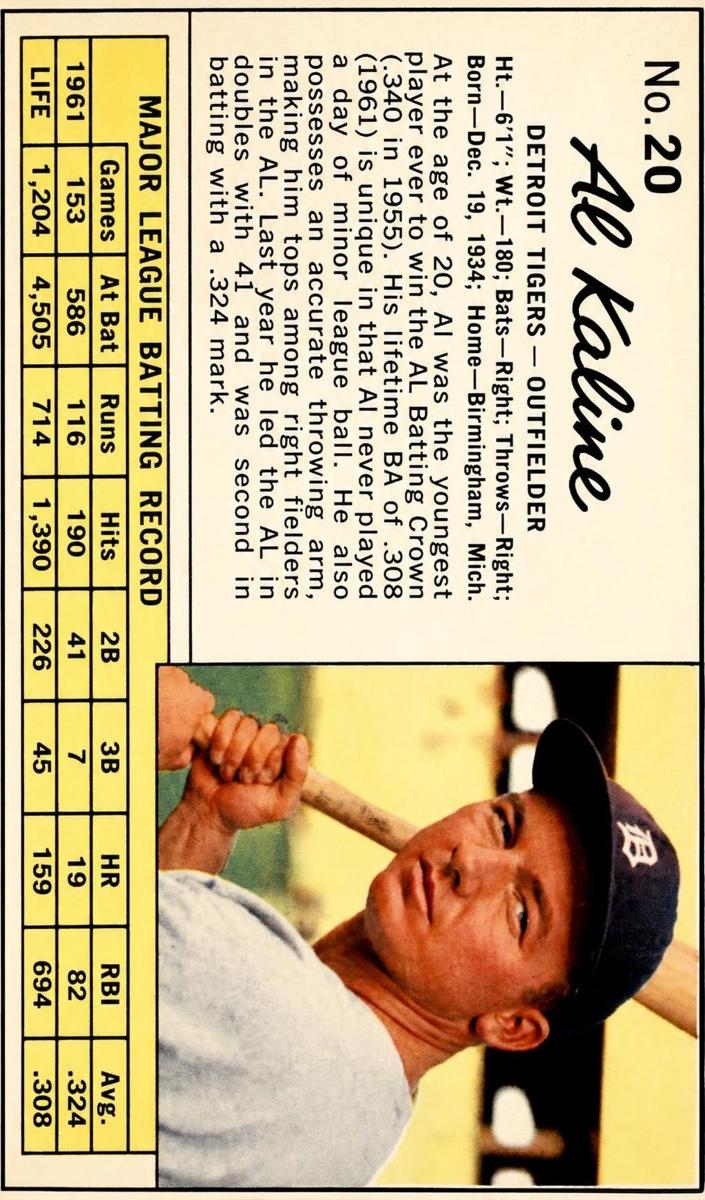 1962 Al Kaline #20