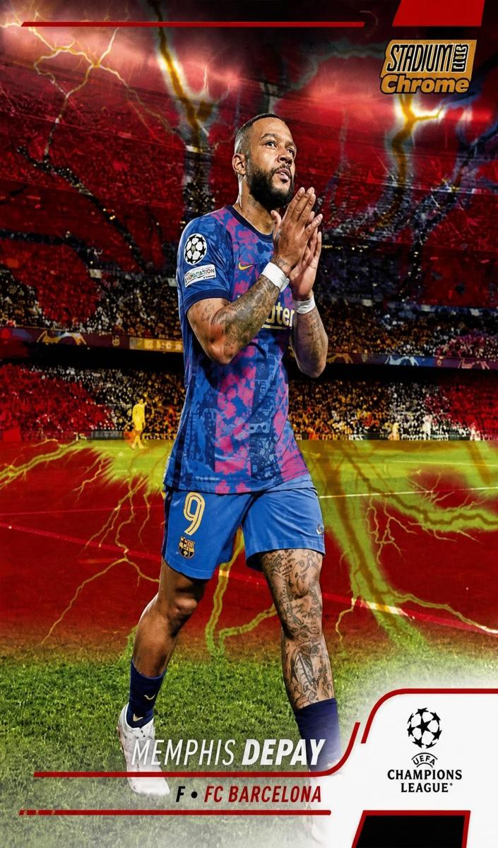 2021 Topps Stadium Club Chrome UEFA Champions League Memphis Depay #60 card